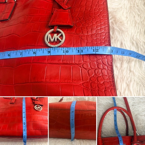 Michael Kors Dillon Large Tote  Bag In Vibrant Red Croc Embossed Leather - Picture 16 of 16
